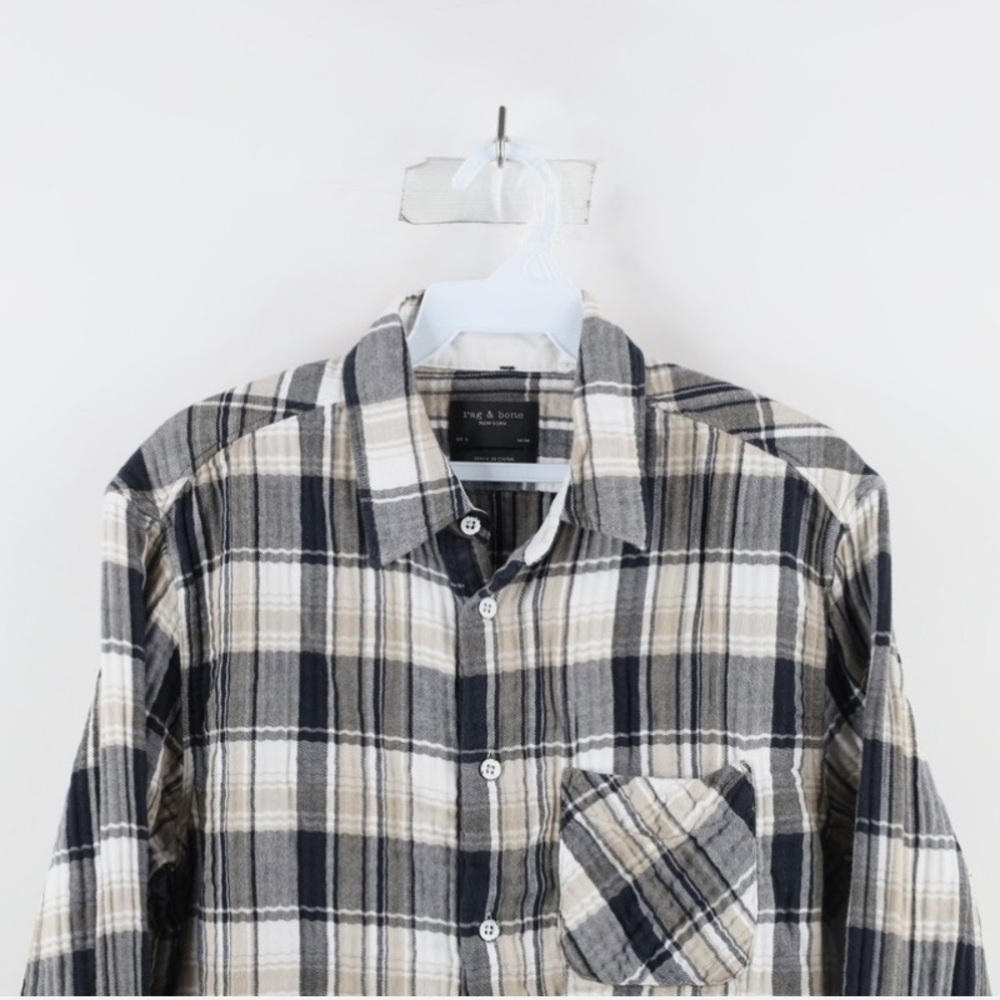 Rag & Bone Mens Collared Flannel Long Sleeve Button Front Plaid Shirt Size S - Picture 4 of 11